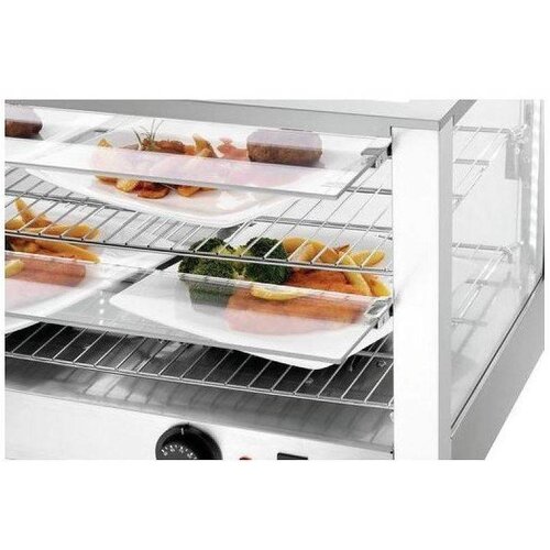 Bartscher Vitrine Chauffante Inox | Portes Soulevables | Éclairage LED | 700x430x365(h)mm