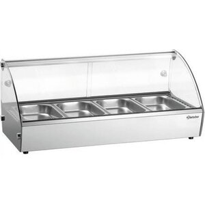 Bartscher Vitrine Présentoir Chauffant | 4x Bacs GN1/3 Inclus | 420x775x335(h)mm