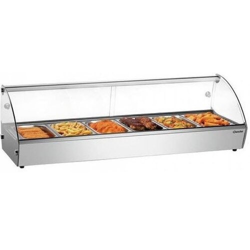 Bartscher Vitrine Présentoir Chauffante | 800W | 6Bacs GN 1/3 Inclus | 1135x420x335(h)mm