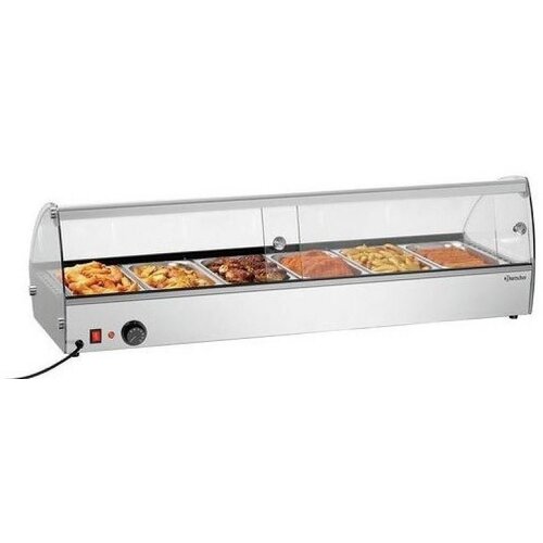 Bartscher Vitrine Présentoir Chauffante | 800W | 6Bacs GN 1/3 Inclus | 1135x420x335(h)mm
