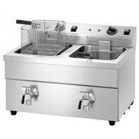 Friteuse Inox à Induction 2x8L | Paniers et Couvercles Inclus | 7kW | 580x480x515(h)mm