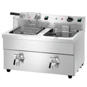 Bartscher Friteuse Inox à Induction 2x8L | Paniers et Couvercles Inclus | 7kW | 580x480x515(h)mm