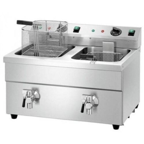 Bartscher Friteuse Inox à Induction 2x8L | Paniers et Couvercles Inclus | 7kW | 580x480x515(h)mm