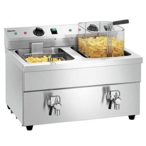 Bartscher Friteuse Inox à Induction 2x8L | Paniers et Couvercles Inclus | 7kW | 580x480x515(h)mm