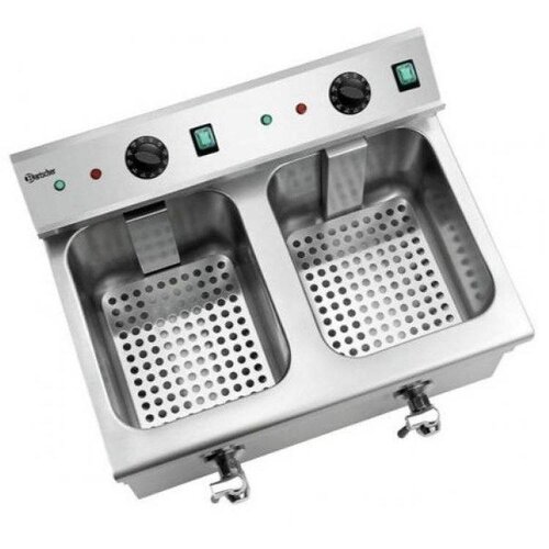 Bartscher Friteuse Inox à Induction 2x8L | Paniers et Couvercles Inclus | 7kW | 580x480x515(h)mm