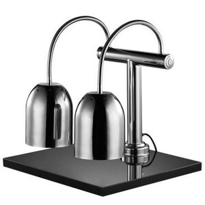 Emga Lampe Chauffante DOUBLE Chrome | Modèle de Table + Plateau 50x45cm | 650(h)mm | avec Interrupteur!