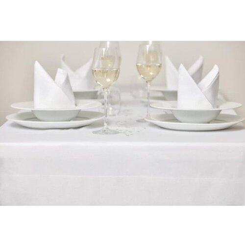 CHRselect Nappe Bande de Satin | Rectangulaire | 100% Coton  Blanc | Disponibles en 4 Tailles