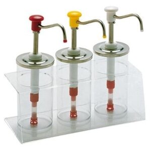 Emga Distributeur de Sauces INOX/Plastique | Complet 3x 950ml