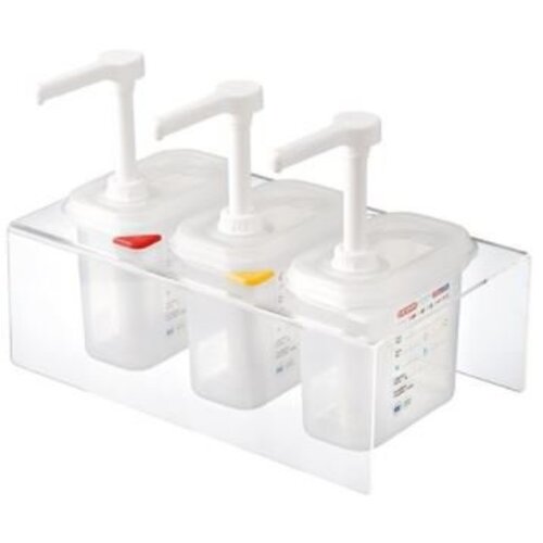 Emga Distributeur de Sauces Plastique | Complet 3x 1/9GN - 150mm