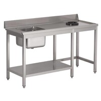 Table d'entrée Lave-Vaisselle INOX | Bac à Gauche | Dosseret et Trou | 1000x700x850(h)mm