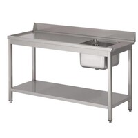 Table d'entrée Lave-Vaisselle INOX | Bac à Droite | Dosseret et Etagere Basse | 1000x700x850(h)mm
