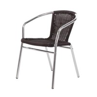 Chaises Rotin Noirs | Aluminium | Empilable | Lot de 12