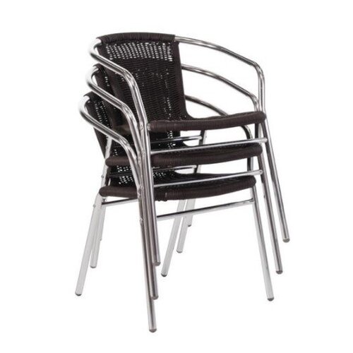 CHRselect Chaises Rotin Noirs | Aluminium | Empilable | Lot de 12
