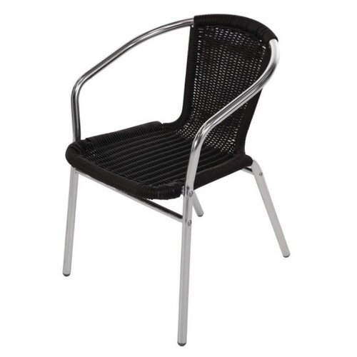 CHRselect Chaises Rotin Noirs | Aluminium | Empilable | Lot de 12