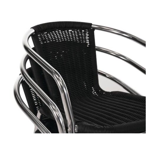 CHRselect Chaises Rotin Noirs | Aluminium | Empilable | Lot de 12