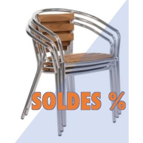CHRselect Chaises de Terrasse | Aluminium/Frêne | Lot de 12 | PROMOTION XXL!
