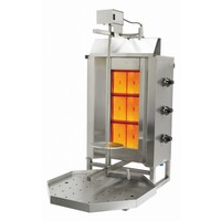 Döner Grill Appareil INOX | 3 Bruleurs Séparés | Gaz 9,75kW | Pour 40kg Viande