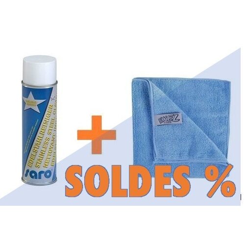 CHRselect Set de Nettoyage de Matériel INOX | Spray Nettoyant + 2 Chiffons Micro Fibre | PROMOTION XXL!