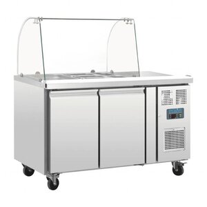 Polar Saladette Réfrigérée Inox | 2 Portes | avec Pare-Haleine | 1360x700x1360(h)mm