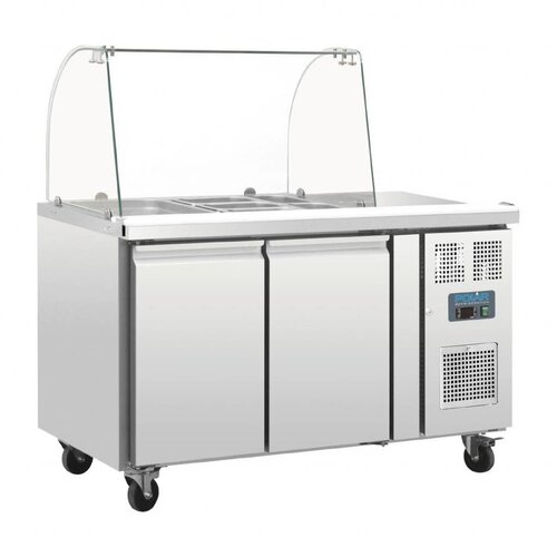 Polar Saladette Réfrigérée Inox | 2 Portes | avec Pare-Haleine | 1360x700x1360(h)mm