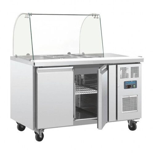 Polar Saladette Réfrigérée Inox | 2 Portes | avec Pare-Haleine | 1360x700x1360(h)mm