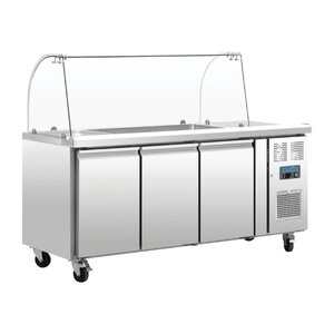 Polar Saladette Réfrigérée Inox | 3 Portes | avec Pare-Haleine | 1795x700x1360(h)mm