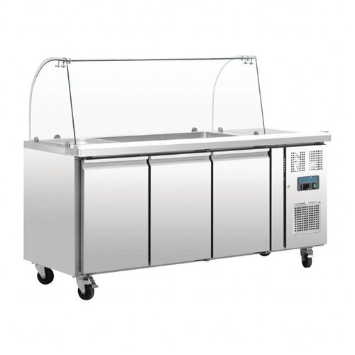 Polar Saladette Réfrigérée Inox | 3 Portes | avec Pare-Haleine | 1795x700x1360(h)mm