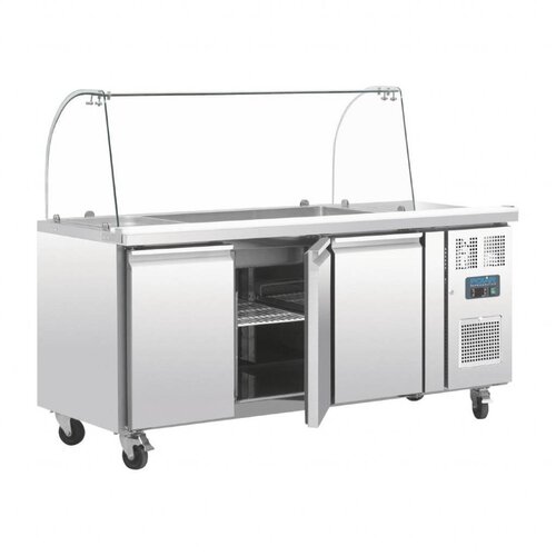 Polar Saladette Réfrigérée Inox | 3 Portes | avec Pare-Haleine | 1795x700x1360(h)mm