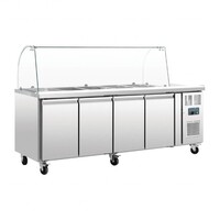 Saladette Réfrigérée Inox | 4 Portes | avec Pare-Haleine | 2230x700x1360(h)mm