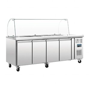 Polar Saladette Réfrigérée Inox | 4 Portes | avec Pare-Haleine | 2230x700x1360(h)mm