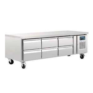 Polar Comptoir Réfrigéré INOX | Modèle Faible Hauteur | 6 Tiroirs | 1795x700x650(h)mm