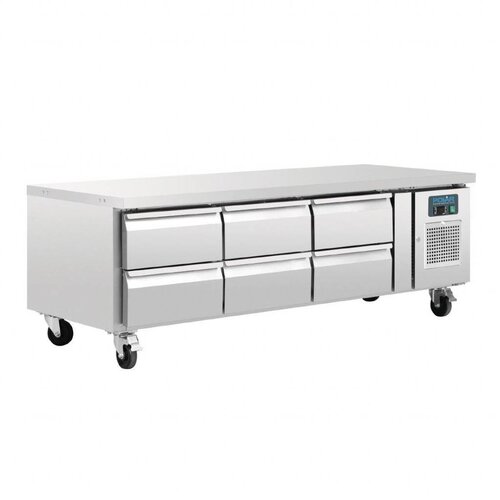 Polar Comptoir Réfrigéré INOX | Modèle Faible Hauteur | 6 Tiroirs | 1795x700x650(h)mm
