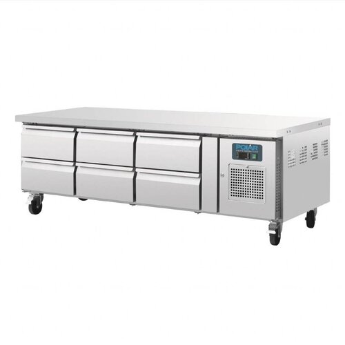 Polar Comptoir Réfrigéré INOX | Modèle Faible Hauteur | 6 Tiroirs | 1795x700x650(h)mm