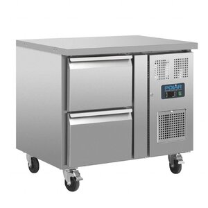 Polar Comptoir Réfrigéré Inox sur Roulettes | 2 Tiroirs | 925x700x860(h)mm Polar Comptoir Réfrigéré Inox sur Roulettes | 2 Tiroirs | 925x700x860(h)mm