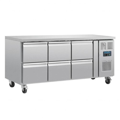 Polar Comptoir Réfrigéré Inox sur Roulettes | 6 Tiroirs | 1795x700x860(h)mm Polar Comptoir Réfrigéré Inox sur Roulettes | 6 Tiroirs | 1795x700x860(h)mm