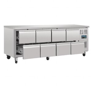 Polar Comptoir Réfrigéré Inox sur Roulettes | 8 Tiroirs | 2230x700x860(h)mm Polar Comptoir Réfrigéré Inox sur Roulettes | 8 Tiroirs | 2230x700x860(h)mm