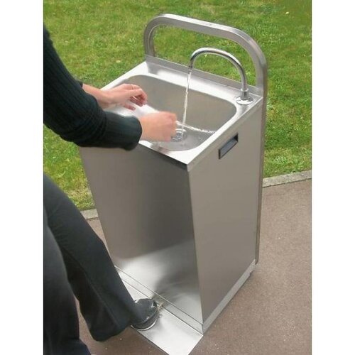 CHRselect Lavabo Portable Inox | Avec Commande aux Pieds | Inclus 2 Jerrycans de 13 Litres