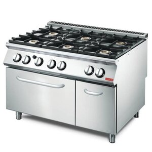 Gastro M Fourneau INOX 6 Feux | Sur Four Gaz | Gastro M Serie700 | 41,5kW | 1200x700x850(h)mm