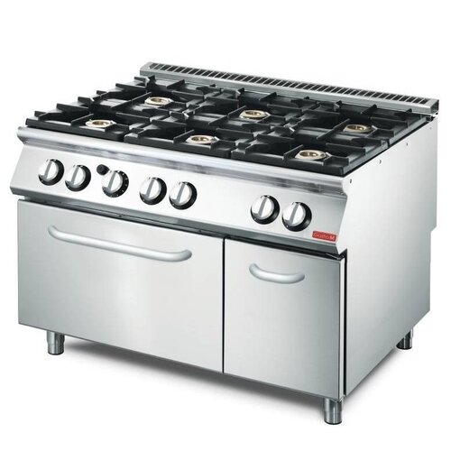 Gastro M Fourneau INOX 6 Feux | Sur Four Gaz | Gastro M Serie700 | 41,5kW | 1200x700x850(h)mm