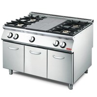 Plaque Coup de Feu à Gaz | Gastro M Serie700 | Pas de PORTES | 4 Feux Vifs |23,9kW | 1200x700x850(h)mm