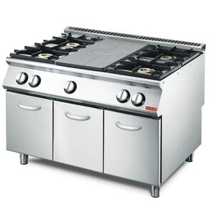 Gastro M Plaque Coup de Feu à Gaz | Gastro M Serie700 | Pas de PORTES | 4 Feux Vifs |23,9kW | 1200x700x850(h)mm