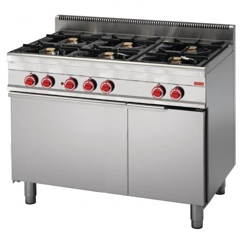 Gastro M Fourneau INOX à Gaz 6 Feux | Four Électrique à Convection | 37,2kW | Gastro M 65/110CFGE