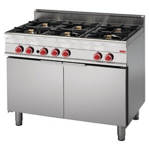Gastro M Fourneau INOX à Gaz 6 Feux | Maxi Four à Gaz |33,3kW | Gastro M 65/110Cfgg