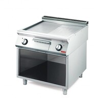 Fry-Top Électrique INOX | Plaque Lisse/Rainurée Chromée | 10,8kW/400V | 800x700x850(h)mm