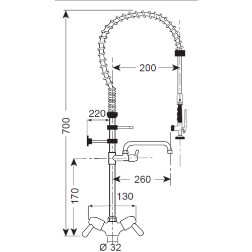 Gastro M Douchette avec Puisage | Petit Modèle | Monotrou | Col de Cygne | Gastro M