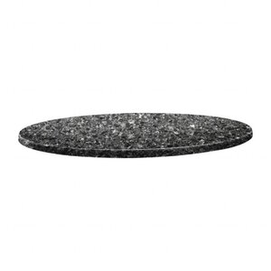 Topalit Plateau de Table Rond | Topalit Classic Line | Granite Noir | Disponible en 3 tailles