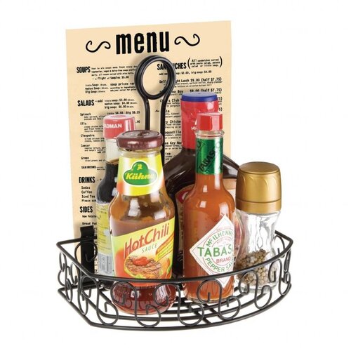 Olympia Porte Condiments Métallique Noir avec Anneau Porte Menu | Olympia Olympia Porte Condiments Métallique Noir avec Anneau Porte Menu | Olympia