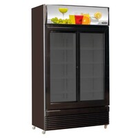 Vitrine Réfrigérée Noir | 2 Portes Coulissantes | 780L | Ventilé | 1120x595x(h)2100m