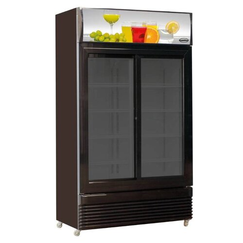 Combisteel Vitrine Réfrigérée Noir | 2 Portes Coulissantes | 780L | Ventilé | 1120x595x(h)2100m