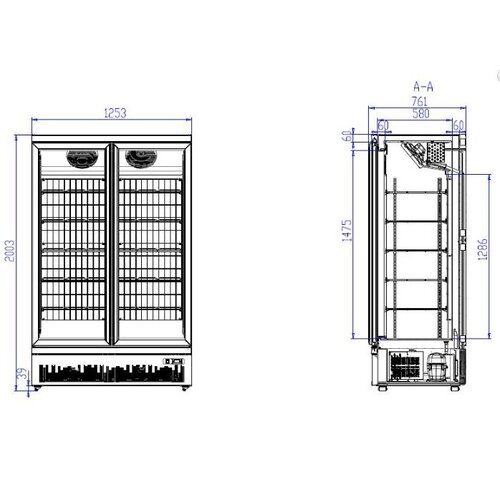 Combisteel Congélateur Portes Vitrées | 1000L | Statique avec Ventilateur | 1253x710x(h)1997mm Combisteel Congélateur Portes Vitrées | 1000L | Statique avec Ventilateur | 1253x710x(h)1997mm